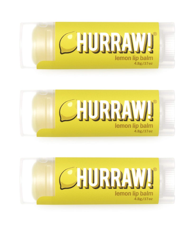 Hurraw! Lemon Lip Balm, 3 Pack: Organic, Certified Vegan, Cruelty and Gluten Free. Non-GMO, 100% Natural Ingredients. Bee, Shea, Soy and Palm Free. Made in USA - Image 1
