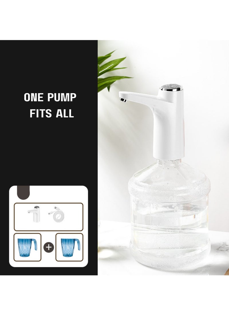 Rechargeable Water Dispenser Pump with 2 Water Cups, 600ml Quantitative, USB Charging, Universal Fit Gallon Bottles, Portable USB Charging Electric Water Bottle Pump, - Image 3