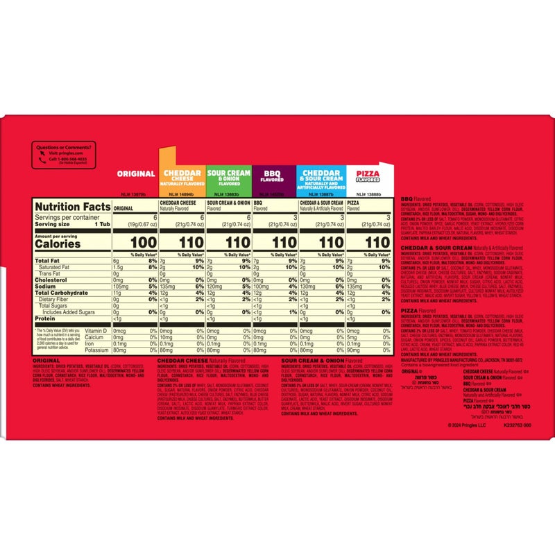 Pringles رقائق بطاطس برينجلز، أكواب الوجبات الخفيفة، وجبات الغداء، مجموعة متنوعة (27 كوب) - Image 5