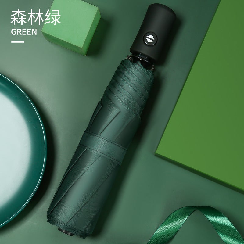 Automatic Reverse Umbrella with Flashlight 8 bone forward Automatic Umbrella black glue pink - Image 2