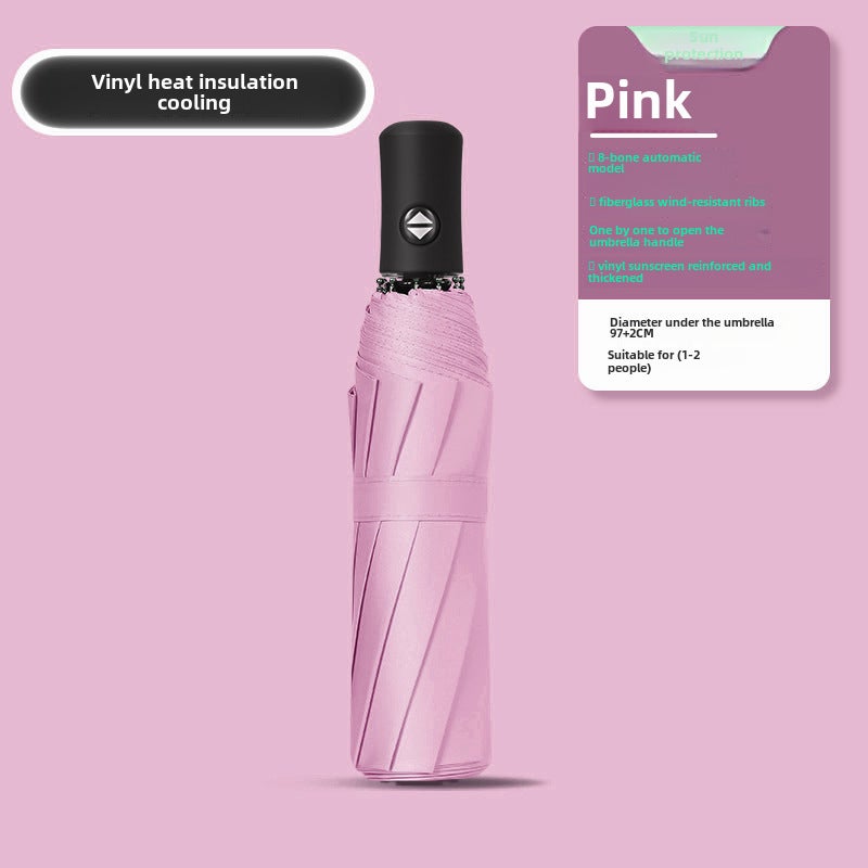 Automatic Reverse Umbrella with Flashlight 8 bone forward Automatic Umbrella black glue pink - Image 1
