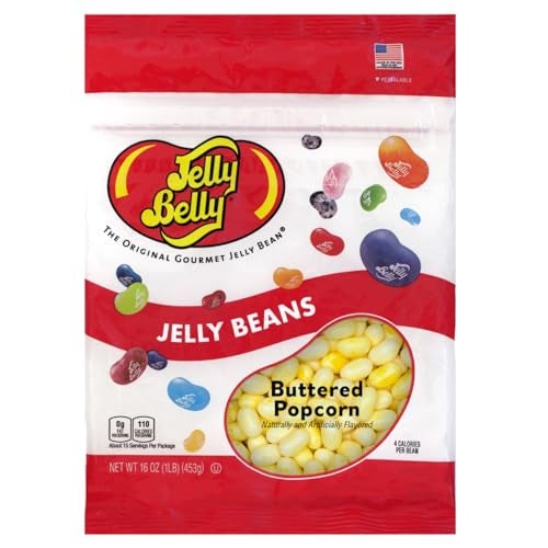 Jelly Belly Buttered Popcorn Jelly Beans  1 Pound 16 Ounces Resealable Bag  Genuine Official Straight from the Source - Image 1