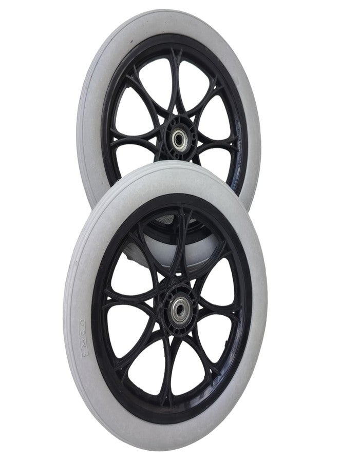 eOnekart 14 Inch Rear PU Hub PVC Wheel Replacement for Wheelchair With Bearing Heavy Duty Puncture Proof Solid Rubber Tyre Universal Fit Rear Wheel for Manual & Folding Wheelchairs - Grey (Pack of 2) - Image 3