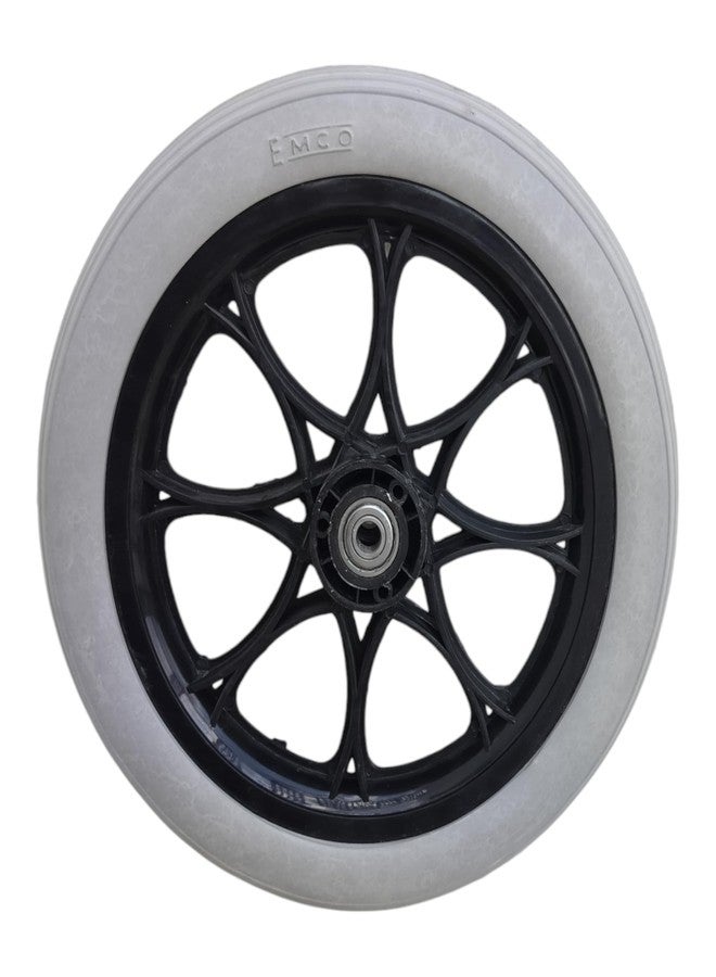 eOnekart 14 Inch Rear PU Hub PVC Wheel Replacement for Wheelchair With Bearing Heavy Duty Puncture Proof Solid Rubber Tyre Universal Fit Rear Wheel for Manual & Folding Wheelchairs - Grey (Pack of 2) - Image 4