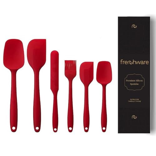 Frenchware (Set of 6) Non-Stick Premium Silicone Spatula for Cooking, Baking & Mixing, Heat-Resistant up to 230°C, Food-Grade & BPA-Free, Dishwasher Safe, FDA Approved (Red) - Image 1