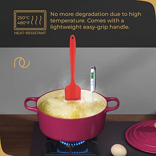 Frenchware (Set of 6) Non-Stick Premium Silicone Spatula for Cooking, Baking & Mixing, Heat-Resistant up to 230°C, Food-Grade & BPA-Free, Dishwasher Safe, FDA Approved (Red) - Image 5