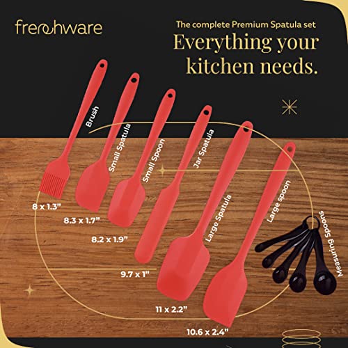 Frenchware (Set of 6) Non-Stick Premium Silicone Spatula for Cooking, Baking & Mixing, Heat-Resistant up to 230°C, Food-Grade & BPA-Free, Dishwasher Safe, FDA Approved (Red) - Image 2