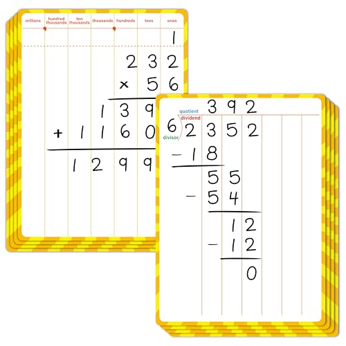 SpriteGru 8 Packs Division Whiteboards Double Sided Dry Erase Board Writable and Erasable Math Learning White Board for Kids Students Classroom and Home Each Measures 12 x 9 - Image 1