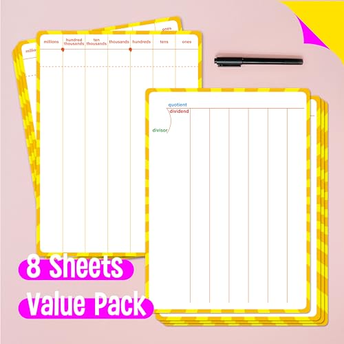 SpriteGru 8 Packs Division Whiteboards Double Sided Dry Erase Board Writable and Erasable Math Learning White Board for Kids Students Classroom and Home Each Measures 12 x 9 - Image 3