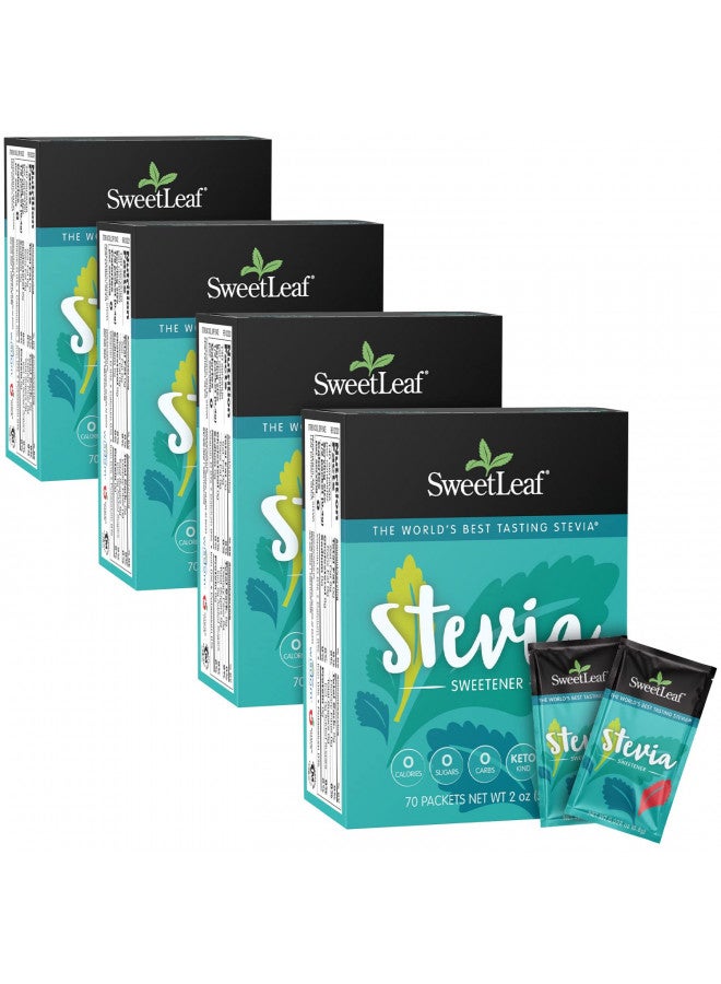 SweetLeaf SweetLeaf Stevia Packets - Zero Calorie Natural Stevia Powder, No Bitter Aftertaste, Sugar Substitute for Keto Coffee, Nothing Artificial, Non-GMO Stevia Sweetener Packets, 70 Count (Pack of 4)  - Image 2