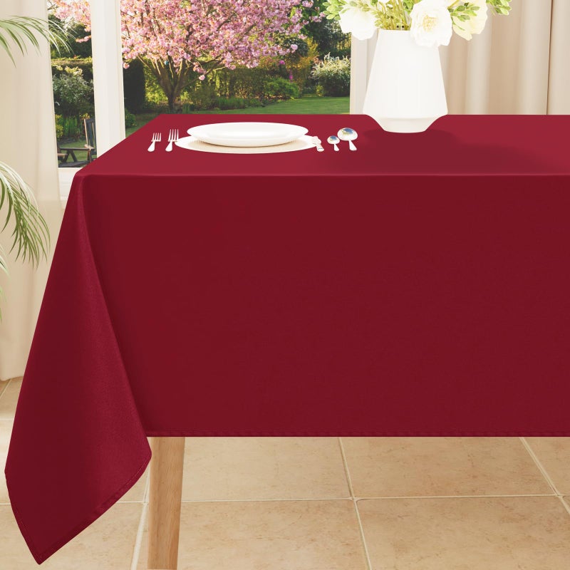 Smiry Rectangle Table Cloth Waterproof AntiScratch Polyester Tablecloth Decorative Washable Fabric Table Cover for Dining Buffet Parties and Outdoor 60x120 Wine Red