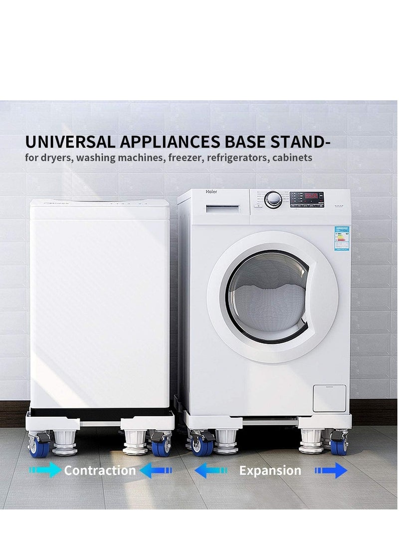 Arabest - Washing Machine Base,Multi-functional Double Tube Washing Machine Base, Refrigerator Stand with Movable Roller, Grey - 8 Strong Feet & 4 Locking Rubber Swivel - Image 1