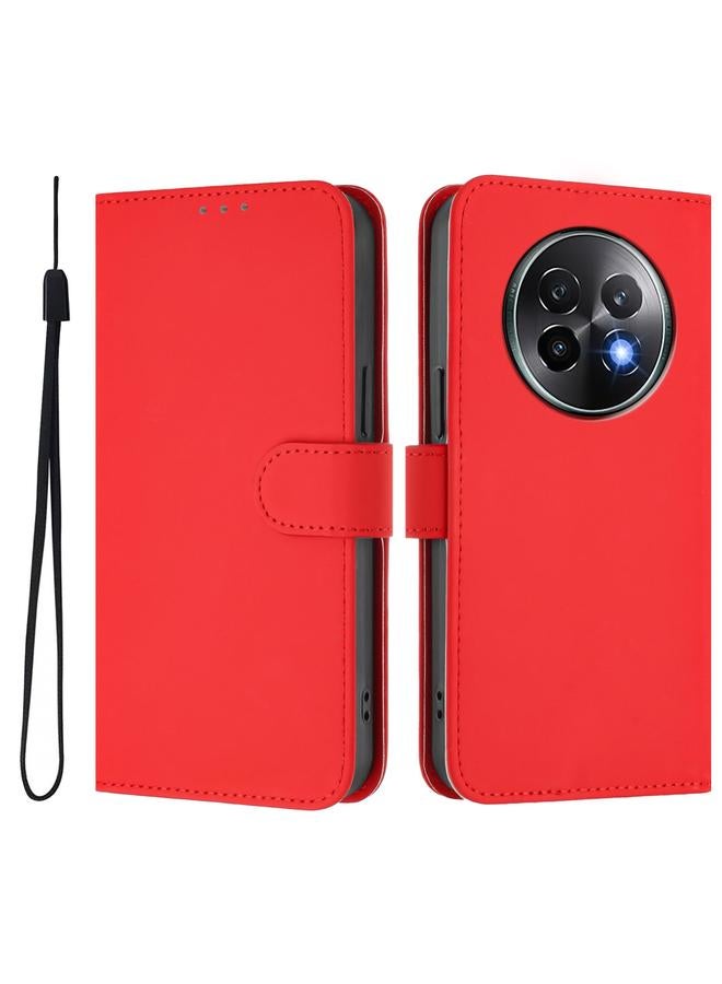 اس-توب جراب لهاتف Realme 13+ 5G Global Skin Feel جراب هاتف من الجلد بلون سادة مع حبل - Image 2