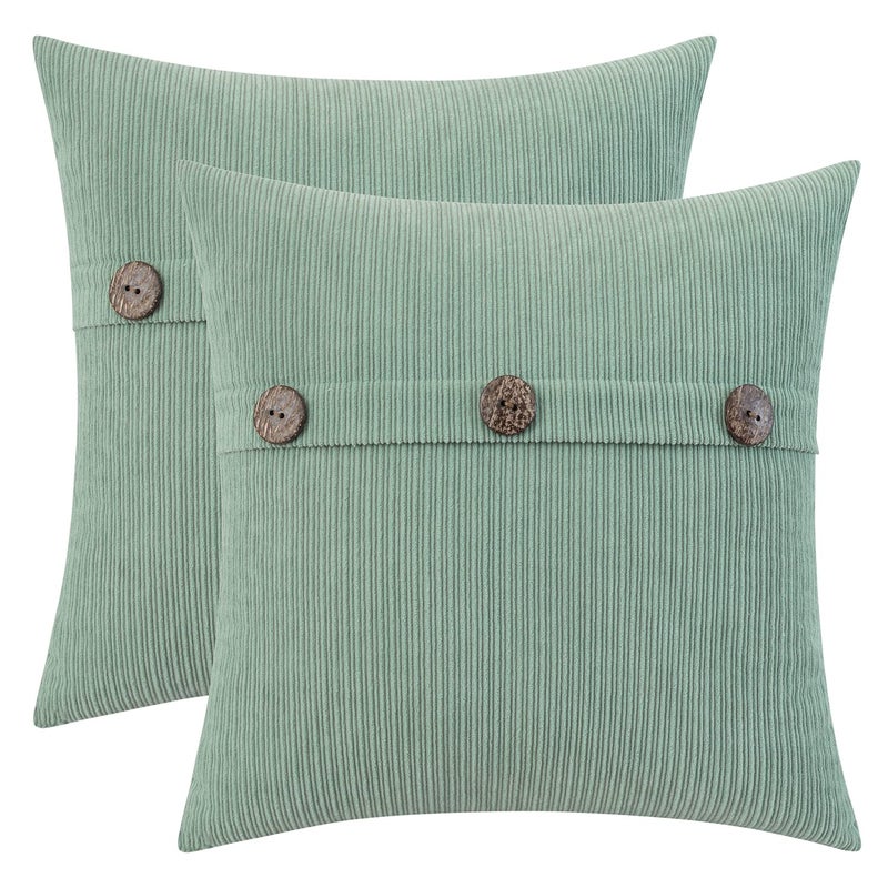 Hwy 50 Light Green Throw Coverings مجموعة 22 × 22 بوصة لأريكة أريكة سرير تشنيل ناعم مزرعة مزرعة زخرفية وسائد ترمي