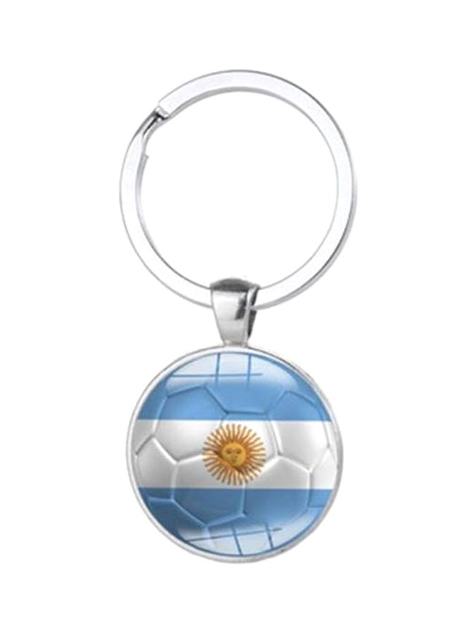 Loquat Argentina Flag Key Chain Round Glass Pendant Charm Bag/Car Key Chain