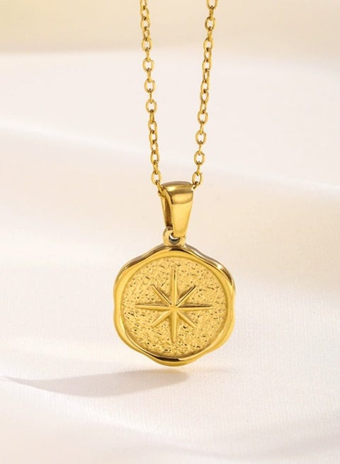 Gold  necklace for Women,Stainless Steel Material,Coin Pendent Necklace