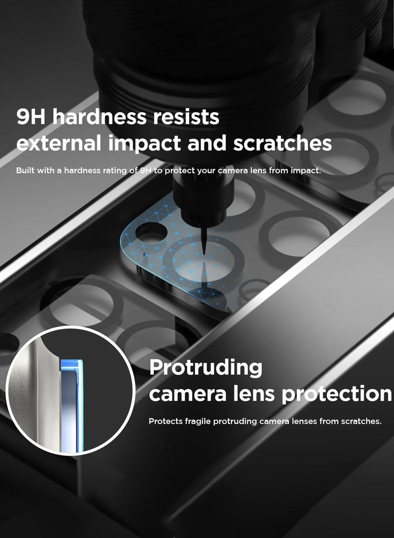 دبليو تيك حزمة حماية 3 في 1 لهاتف أبل آيفون 16 برو ماكس 5G 2024، حقيبة شفافة فاخرة مقاومة للصدمات مع ميغسيف، واقي شاشة سيراميك مطفي وواقي عدسة الكاميرا بحماية 360، تركيب سهل - شفاف/أسود - Image 2