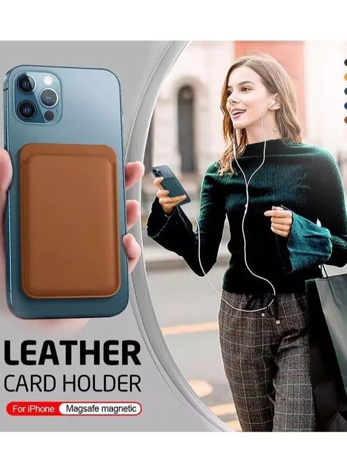 TIGER [2 Pack] Strong Magnetic Leather Card Holder Wallets Compatible with MagSafe for iPhone | Slim RFID-Blocking Magnetic Wallet Attachments | Secure Card Storage | Minimalist Design | Compatible with iPhone 14, 13, 12 Series MagSafe Phones - Image 2