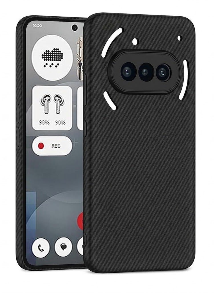 موكولو جراب لهاتف Nothing Phone 3A من ألياف الكربون المصقولة - أسود - Image 1