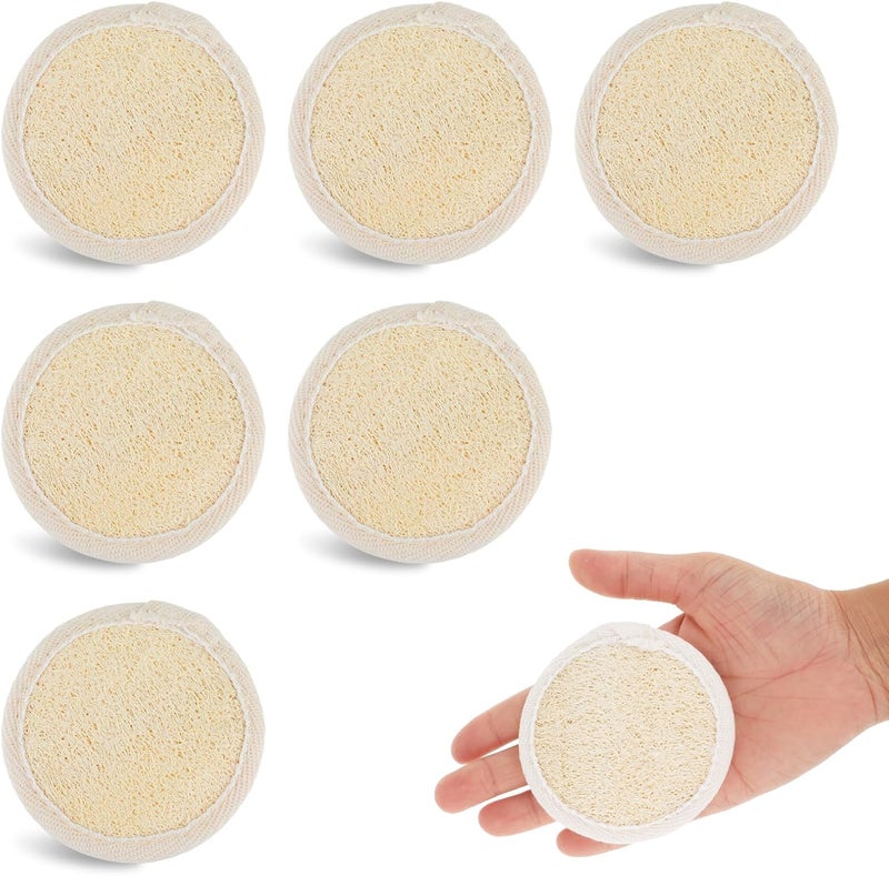 cobee 6 PCS Exfoliating Loofah Sponge Pad Scrubber Natural Luffa Face Body Scrub Pad Cleaning Makeup Loofa Brush for Women Men Bath Spa Shower