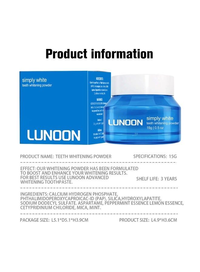 لونون مسحوق تنظيف الأسنان من لونون لابتسامات نظيفة، بيضاء، وواثقة، للعناية بالفم، ١٥ غرامًا - Image 3