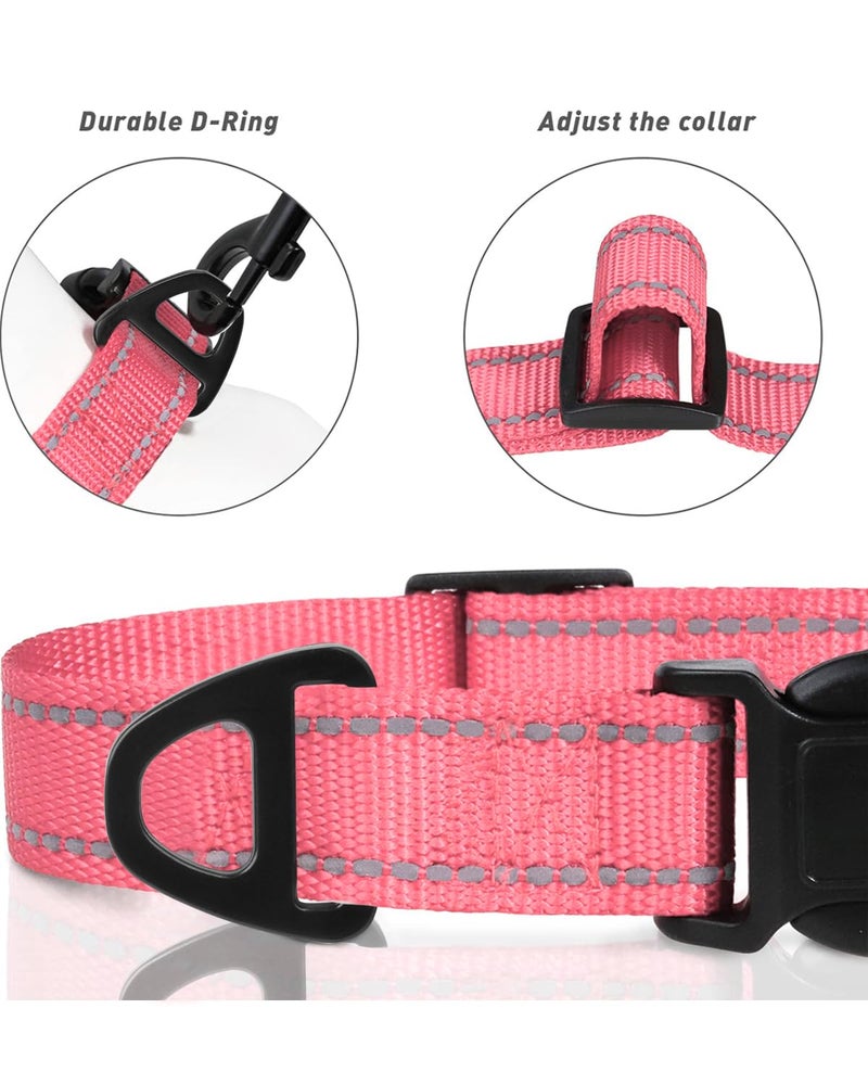 TagME Reflective Nylon Dog Collars, Adjustable Classic Pet Collar with Quick Release Buckle for Extra Small Dogs, Baby Pink,5/8" Width - Image 4
