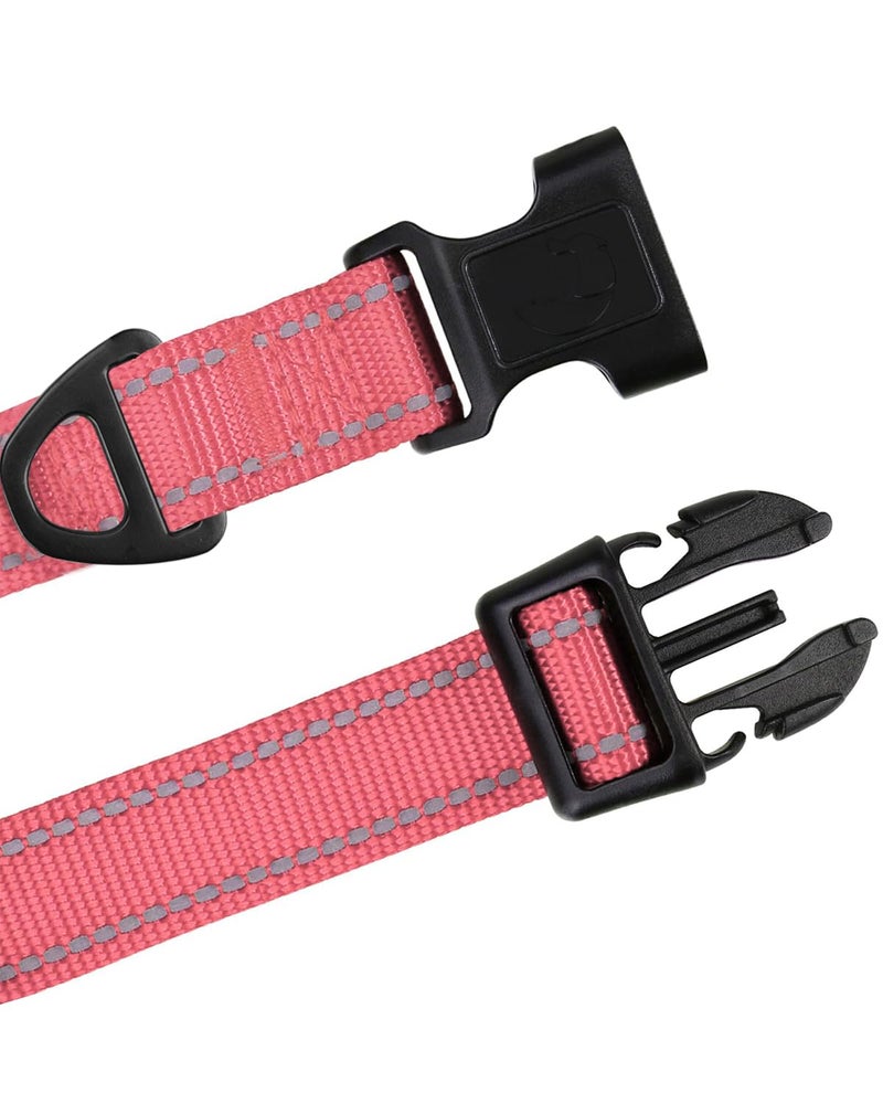 TagME Reflective Nylon Dog Collars, Adjustable Classic Pet Collar with Quick Release Buckle for Extra Small Dogs, Baby Pink,5/8" Width - Image 3