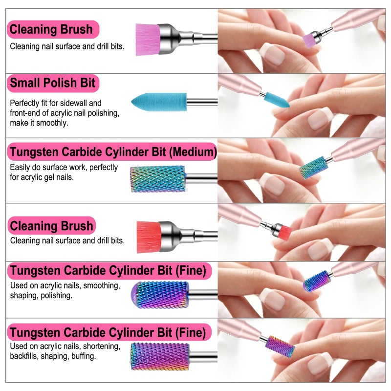 Cellentool 25Pcs Nail Drill Bits Set with Storage Box, 3/32 Inch Tungsten Ceramic Diamond Carbide Nail Drill Bits for Acrylic Gel Polish, Cuticle Efile Remover for Manicure Pedicure - Image 4