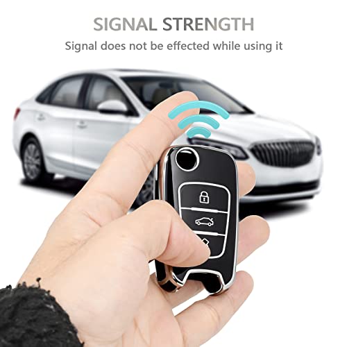 OFFCURVE Key Fob Cover - Full Protective Car Key Case Holder for Kia Soul, Rio, Sportage, Hyundai Elantra, Santa Fe, Verna, Carens, Forte, Avante - Flip Folding Keyless Entry Car Accessories, Black - Image 5