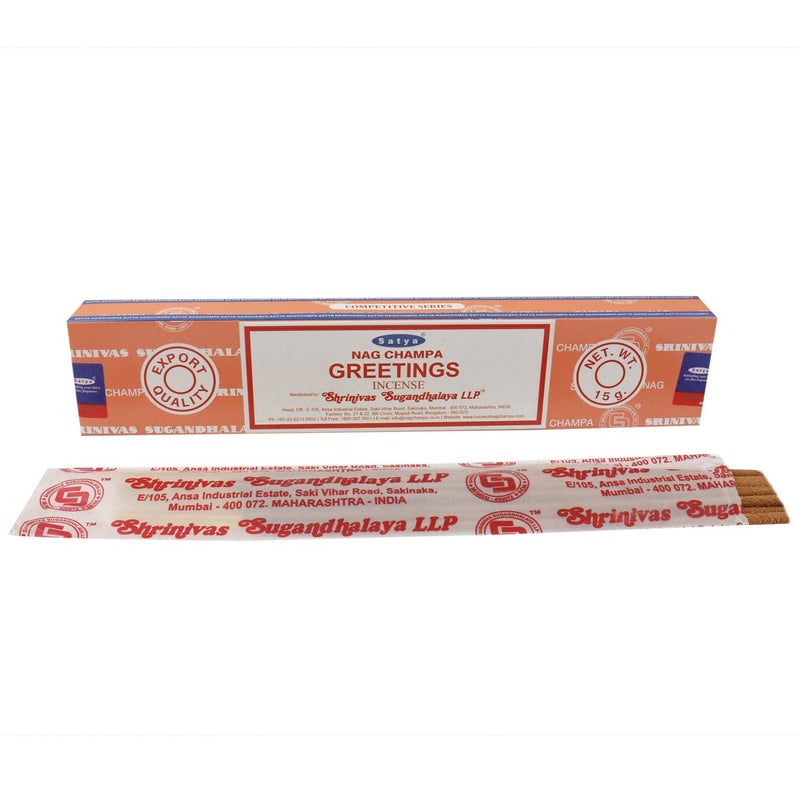 Satya Nag Champa Greetings Incense Sticks Agarbatti 180 Grams Box | 12 Packs of 15 Grams Each in a Box | Free Wooden Stand | Export Quality - Image 3