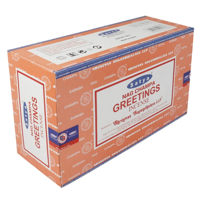 Satya Nag Champa Greetings Incense Sticks Agarbatti 180 Grams Box | 12 Packs of 15 Grams Each in a Box | Free Wooden Stand | Export Quality - Image 2