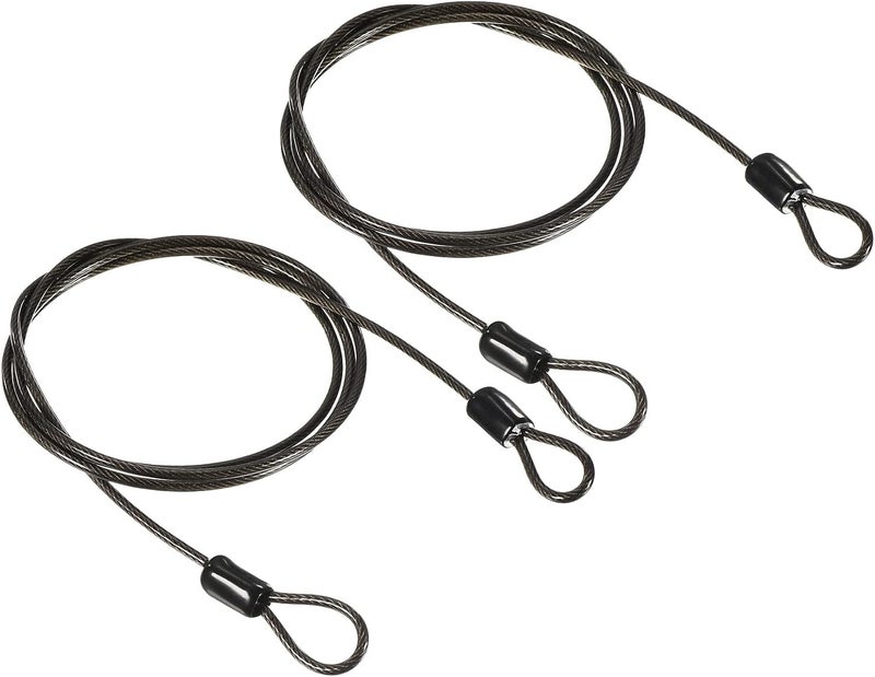 PATIKIL Security Steel Cable 2.5mm x 1m/3.28ft Coated Luggage Lock Wire Rope with Double Loop - 2 Pack - Image 1