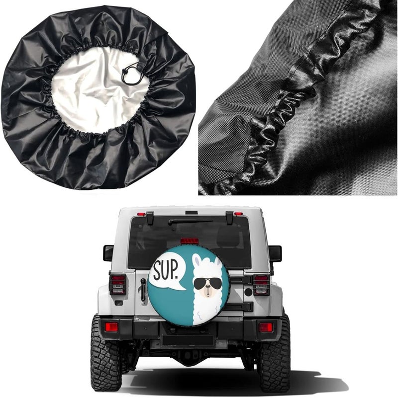 Foruidea Funny Llama Spare Tire Cover Waterproof Dust-Proof Wheel Tire Cover Fit for Jeep,Trailer, RV, SUV and Many Vehicle 14 Inch - Image 5