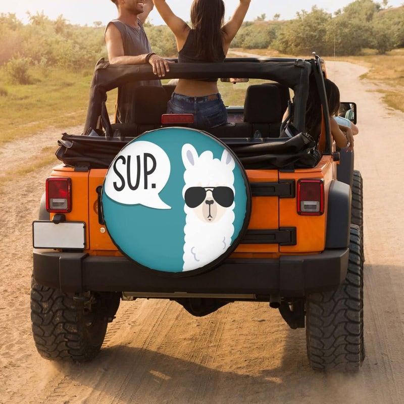 Foruidea Funny Llama Spare Tire Cover Waterproof Dust-Proof Wheel Tire Cover Fit for Jeep,Trailer, RV, SUV and Many Vehicle 14 Inch - Image 4