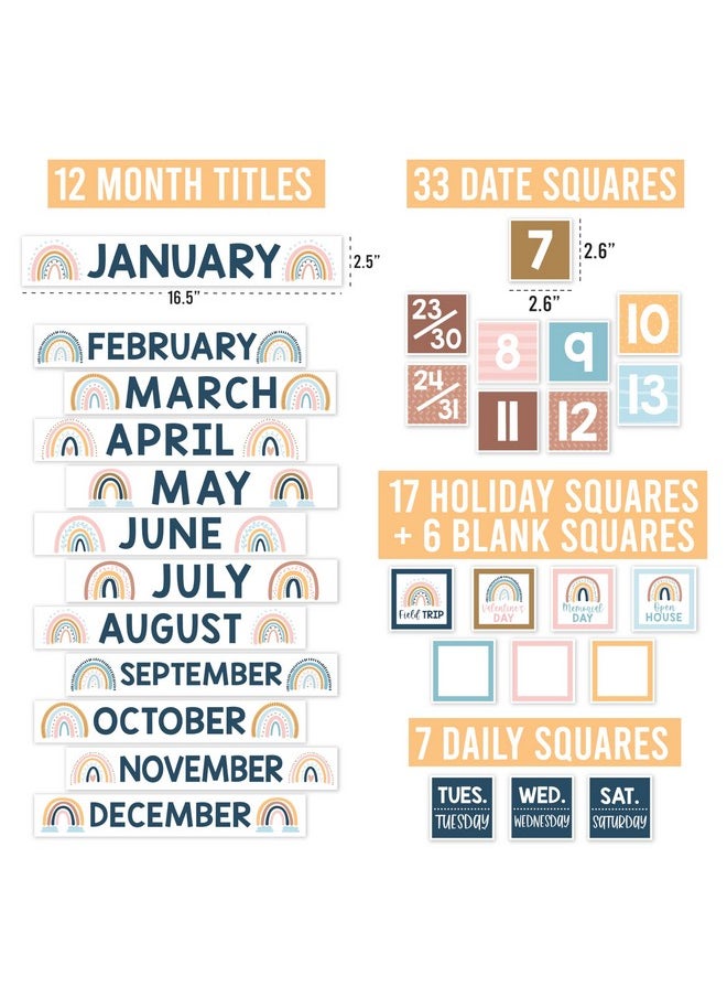 Hadley Designs Hadley Designs Boho Calendar For Classroom Elementary Classroom Must Haves - Classroom Calendar Set Bulletin Board Sets For Teachers, Bulletin Board Calendar, School Calendar For Classroom  - Image 3