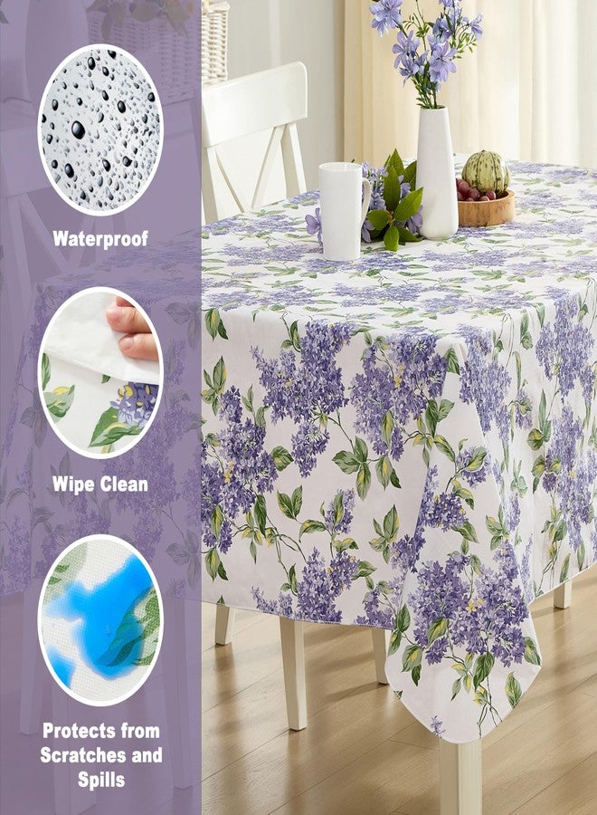 Lintex Lilac Fields Heavy Duty Vinyl Flannel Backed Tablecloth, 60 x 120 inch Rectangle, Purple Lilac Floral Indoor Outdoor Wipe Clean Table Cover for Picnic, Kitchen, Patio, Dining Room - Image 3