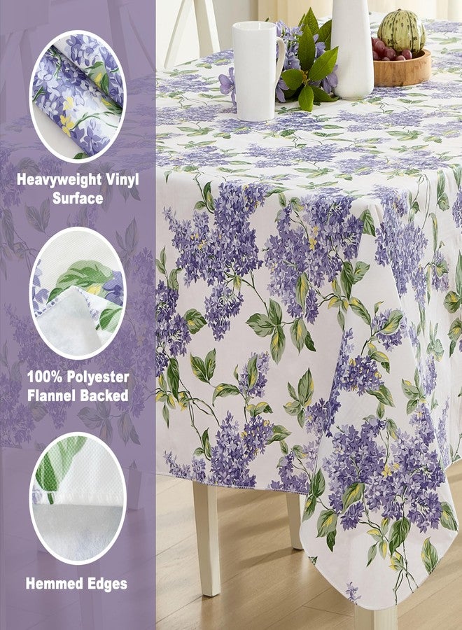 Lintex Lilac Fields Heavy Duty Vinyl Flannel Backed Tablecloth, 60 x 120 inch Rectangle, Purple Lilac Floral Indoor Outdoor Wipe Clean Table Cover for Picnic, Kitchen, Patio, Dining Room - Image 4