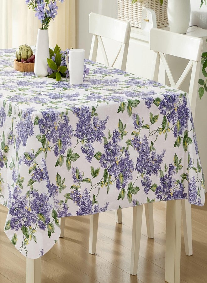 Lintex Lilac Fields Heavy Duty Vinyl Flannel Backed Tablecloth, 60 x 120 inch Rectangle, Purple Lilac Floral Indoor Outdoor Wipe Clean Table Cover for Picnic, Kitchen, Patio, Dining Room - Image 1