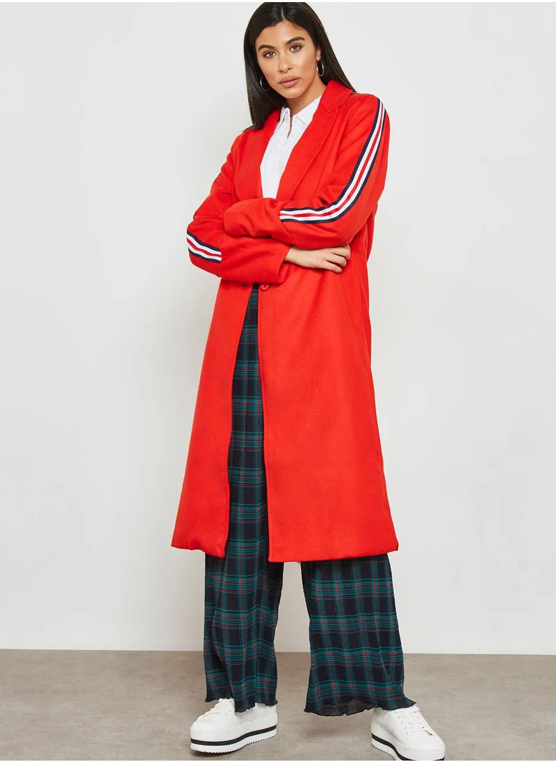 The Fifth Striped Sleeve Longline Coat