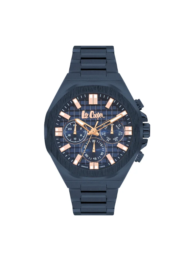 لي كوبر Men's Watch, Multi Function Display and Metal Strap - LC07982.990, Blue