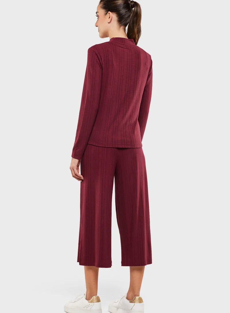 RINA High Neck Ribbed T-Shirt