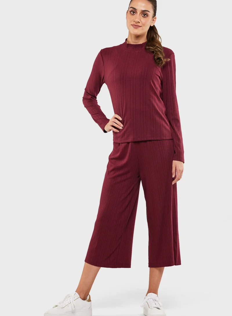 RINA High Neck Ribbed T-Shirt