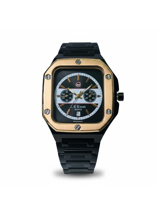 LEEWAS Apex Chrono LE7115 Analog Watch for Men Black Dial Dual Tone Stainless Steel Strap Quartz Movement Date Display Luxury Sport Wristwatc - Image 1