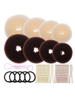 Excefore Hair Bun Maker Set, 8pcs Donut Bun Maker, Hair Donut Bun Maker Set, With 40pcs U Shaped Hair Bobby Pins, 5pcs Black Hair Ties 2pcs Pink Hair Tail Tools  - Image 1