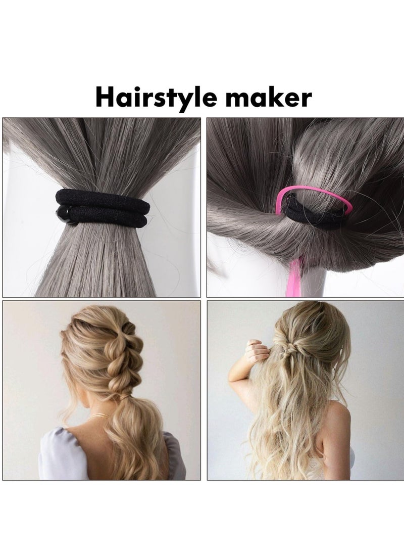 Excefore Hair Bun Maker Set, 8pcs Donut Bun Maker, Hair Donut Bun Maker Set, With 40pcs U Shaped Hair Bobby Pins, 5pcs Black Hair Ties 2pcs Pink Hair Tail Tools  - Image 3