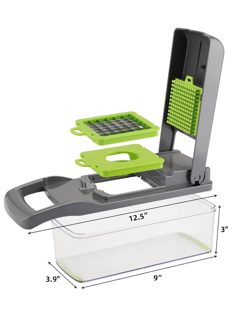 مارك ستور مفرمة خضراوات مع حاوية - قطاعة طعام متعددة الاستخدامات 12 في 1، ومفرمة بصل، ومقطعة ماندولين، ومبشرة، ومفرمة حلزونية، و8 شفرات من الفولاذ المقاوم للصدأ - ملحقات المطبخ - Image 3