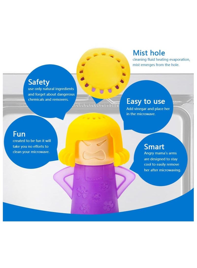 AROAQ Microwave Cleaner, Angry Mama Microwave Cleaner Microwave Oven Steam Cleaner Easily Clean in Minutes Cleans Add Vinegar and Water for Home or Office with English Manual (Purpel) - Image 2