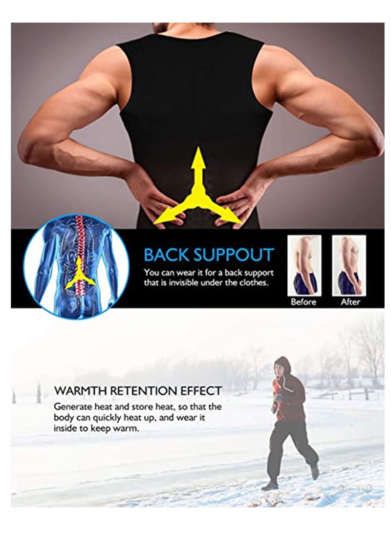 SYOSI Sauna Heat Trapping Vest for Men Weight Loss Sauna Suit Sauna Shirt Workout Tank, Sweat Vest Zipper Sauna Jacket Sauna Body Shaper Short Sleeve Waist Trainer for Weight Loss  - Image 3