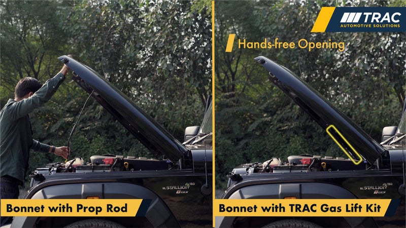TRAC Hand Free Hood/Bonnet Opening Gas Spring System Compatible with Mahindra THAR &Thar ROXX (Gas Springs + Brackets) -ULTRA Lift Dynamic Gas Spring | Car Accessory | Easy Installation - Image 4