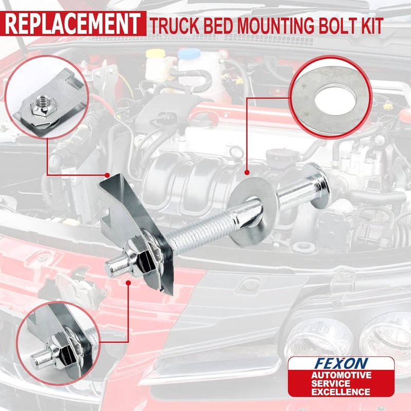 FEXON Truck Bed Mounting Hardware Kit for Ford Super Duty (1999-2016) - Set of 8 Bolts, Washers, Captured Nuts - Image 4